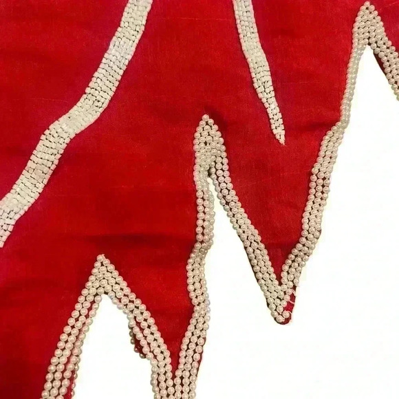 Vtg Norman’s Atlanta Glass Beaded Asymetrical Zig Zag Top Size Med Silk Art Deco - Picture 10 of 12